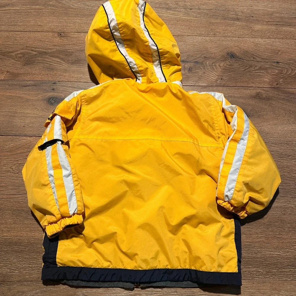 Vintage OshKosh Yellow Reversible Fleece Lined Hooded Jacket Kids Size 6/7